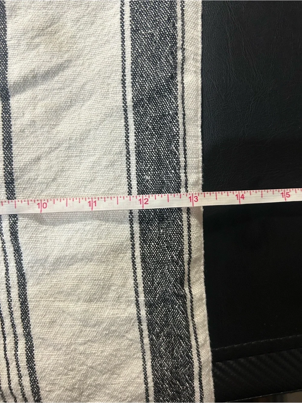 Striped Woven Double-Lined Placemats Lot of 6 Gray Stripes with Red Stitching